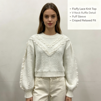 Pull décontracté pour femme Sienna, col rond, manches longues, avec dentelle, qualité supérieure, OEM & ODM, vente en gros