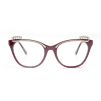 Gafas de Moda para Mujer, Montura Completa Estilo Ojo de Gato, Armazón de Acetato de Alta Calidad, Lentes Transparentes de PC, Cómodas de Usar, para Adultos, Aptas para Todas las Formas de Rostro