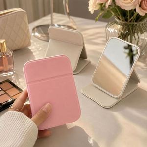 Custom Logo Modern Round PU Leather Folding Pocket <b>Mirror</b>-Portable Makeup <b>Mirror</b> for Travel Wallet Size Compact <b>Mirror</b> Wholesale - Product Image 4