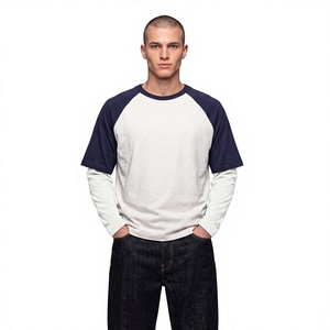 Vintage Streetwear <b>Top</b> Custom Color Block Raglan <b>Sleeve</b> 235 GSM Cotton <b>Long</b> <b>Sleeve</b> T-Shirts for <b>Men</b> Heavywhight Oversized Tshirt - Product Image 5