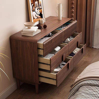 Table de chevet moderne européenne en bois massif de pin, commode autoportante à 5 tiroirs pour chambre et appartement