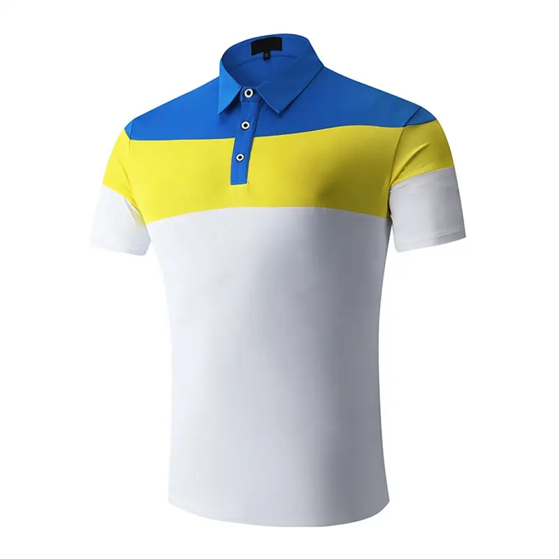 Plus size color block summer mens clothing polo shirt new design moisture wicking polo t-shirts for men
