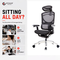 Fauteuil de Direction Ergonomique Contemporain en Maille, Inclinable, avec Accoudoirs à Commande 4D, Pivotant, à Suspension à Gaz Classe IV et Verrouillage d'Inclinaison