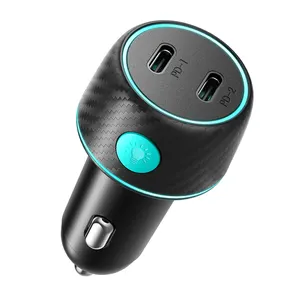 JOYROOM Nouvelles Arrivées 70W Dual Port PD Car Fast Charging Station Charger avec Light Button