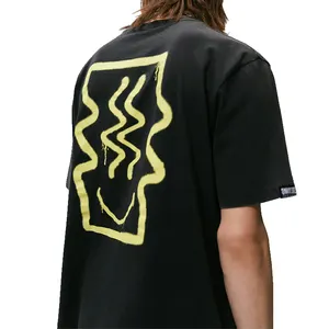 New Product oversized mens tshirts Embossed smiley graffiti Graphic Printed Men's Laser Bright Reflective Unisex T Shirts