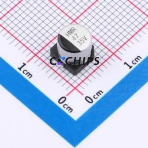 Condensateur électrolytique hybride solide-liquide en aluminium SMD, 118EC432, D6.3xL6mm, 47uF, 20%, 35V, 0.9A-100kHz - Product Image 1