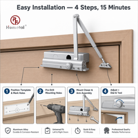Cierrapuertas Ajustable de Aluminio, Hidráulico, Automático, con Resorte, Brazo Superior para Puertas Interiores de Madera y Metal, Comerciales, OEM