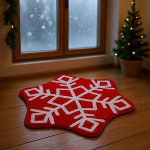Tapis de bain flocon de neige de Noël antidérapant en microfibre avec support en caoutchouc, tapis décoratif de style nordique pour la maison, la cuisine et la salle de bain - Product Image 2
