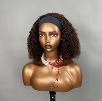 Peluca con Diadema de Cabello Humano con Rizos Pixie, Lista para Usar, Transpirable y Ligera para el Verano, Peluca sin Pegamento