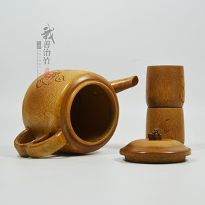 Bamboo Teapot Set Cylinder Shape Coffee Brown With Lid For Afternoon Tea Kung Fu Tea - Product Image 2