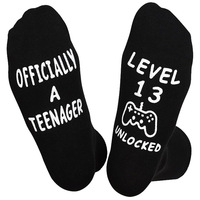 Chaussettes unisexes pour anniversaire de joueur, chaussettes imprimées Level Unlocked, chaussettes cadeaux en coton doux pour adolescents garçons et filles, 13e et 18e anniversaire
