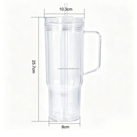 Gobelet réutilisable en plastique à double paroi sans BPA avec paille et poignée, idéal pour les boissons froides, anti-fuite, pour l'été