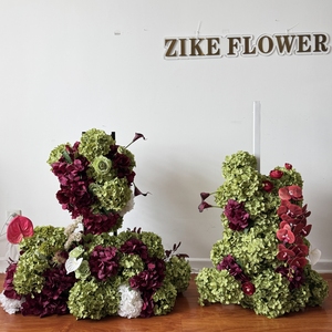 Suprimentos para Festas Flores de Seda Vermelhas Personalizadas para Casamento Arranjo Floral de Rosa Branca Centro de Mesa Decorações - Product Image 5