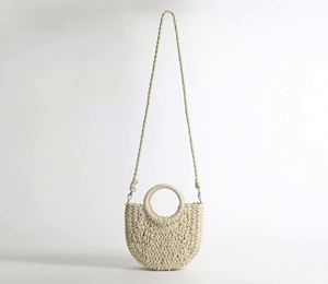 ชุดเดรสกลางแจ้งสีสันสดใสมีสายคล้องไหล่ยาวกระเป๋าถือชายหาดทำจากกระดาษทำจากฟาง - Product Image 3