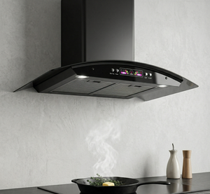 <span class=keywords><strong>Hotte</strong></span> aspirante murale en forme <span class=keywords><strong>de</strong></span> T <span class=keywords><strong>de</strong></span> 90 cm, noire, électrique, avec cheminée verticale, à haut rendement énergétique (Classe A) - Product Image 2