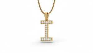 Colgante Unisex con Letra Inicial del Alfabeto I, Diamante Natural de Alta Calidad, Joyería Fina Personalizada con Diamantes Reales - Product Image 2