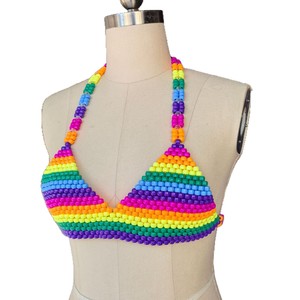 Nouveau Soutien-gorge Kandi perlé arc-en-ciel à motifs pour femmes et enfants, idéal pour les photos de bikini Kandi, les tenues de festival <span class=keywords><strong>Burning</strong></span> <span class=keywords><strong>Man</strong></span> et les tenues Pride - Product Image 4