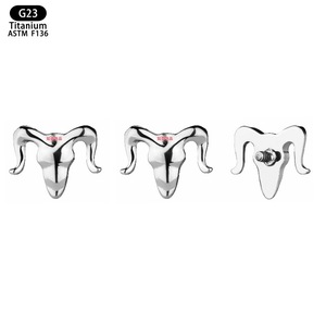 Boucles d'oreilles clous en titane G23 ASTM F136, bijoux de piercing unisexe tendance - Product Image 4