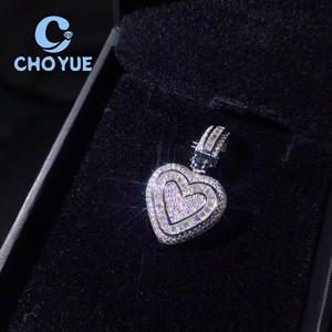 Top Quality 925 <b>Silver</b> Moissanite Pendant Heart Shape Iced Out Hip Hop <b>Charm</b> for Men Women Pass Diamond Tester with GRA - Product Image 1