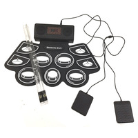 Instrument de Percussion de Jeu de Tambour Électronique Portable Pliable en Silicone Portable pour Table de Pratique Débutant Tambour Électronique