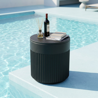 Base de parasol d'extérieur avec table et glacière, table d'appoint en faux bois pour patio, bord de piscine