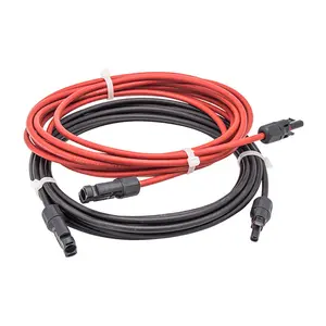 GÜNEŞ PANELI uzatma kablosu bakır tel 6 4 2.5 mm2 10 12 14 AWG siyah ve kırmızı ile güneş PV kablosu MC 4 konnektörler