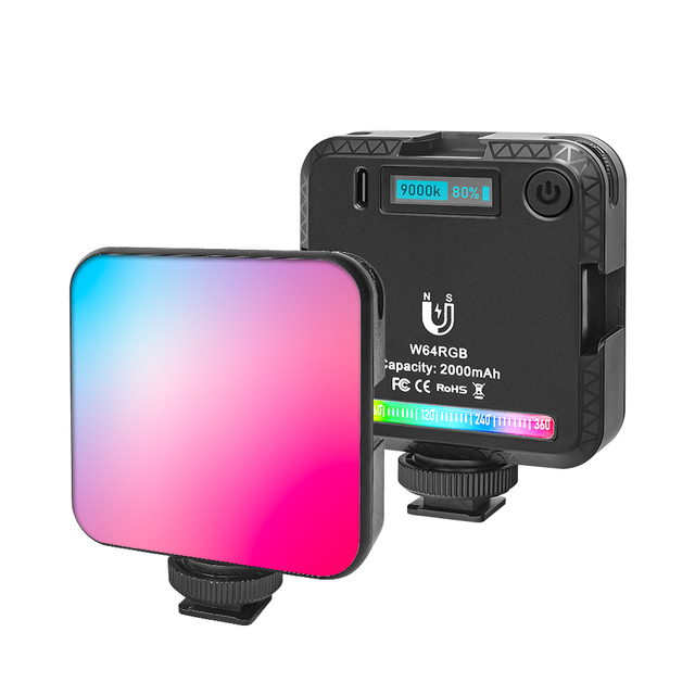 W64rgb Led Video Camera Fill Light Type C Rechargeable Pocket Size Mini Rgb for Vlogging