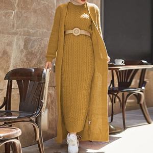 OEM Jersey cotone abbigliamento islamico modesta veste caftano Femme arabo Jilbab abbigliamento etnico maglione inverno Abaya donna abito musulmano - Product Image 3