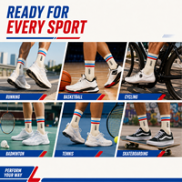 Chaussettes de tennis personnalisées avec logo, compression et amorti, échantillons gratuits pour l'entraînement sportif sur le court de tennis