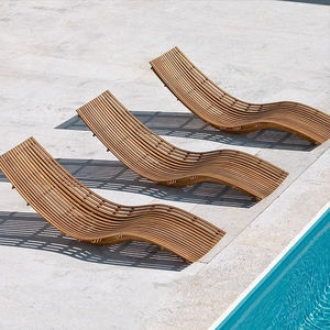 Ensemble de chaises longues de salon d'extérieur en teck massif moderne, résistant à l'eau et aux UV, meubles pour villa, hôtel, salon, jardins, patios - Product Image 4