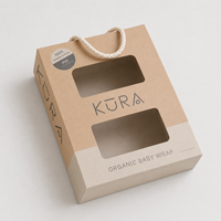 Boîte personnalisée en kraft découpée au laser avec fenêtre et poignée en corde pour emballage de couverture de bébé, vêtements et cadeaux