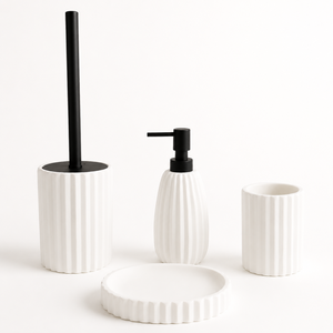 Ensemble d'accessoires de salle de bain en diatomite très vendu, ensemble de comptoir cannelé blanc à séchage rapide, ensemble de salle de bain absorbant l'eau - Product Image 1