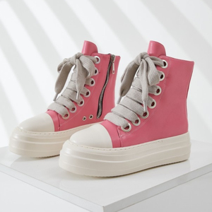 Dropshipping Chaussures Outdoor Casual Sepatu Wide Shoelace 2025 Leather Boots Ladies Platform Sneakers - Product Image 2