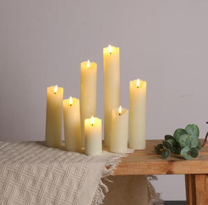 Mermei's Luxury Wedding Wave Shape Real Wax White Pillar Led <strong>Candles</strong> Flickering with Remote - Product Image 3