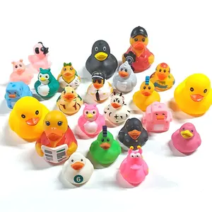 Рекламная пластиковая игрушка на заказ, утяжеленная плавающая гонка с животными, разные Игрушки для ванны, резиновая утка для ванны, сжимаемая утка для ванны