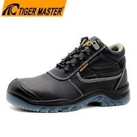 Botas de Seguridad Industriales Tiger Master con Certificación CE, Puntera de Acero, Antipinchazos, Cuero Negro, Suela de TPU Antideslizante y Resistente al Aceite para Hombre