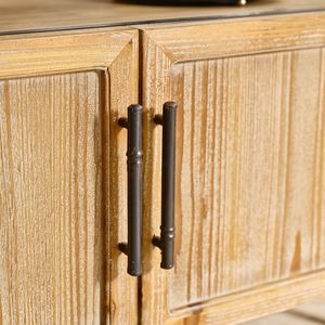 INNOVA Solid <b>Wood</b> Rustic Farmhouse Style Accent Panel Storage Cabinet Metal 2 Shelves for Living Room Dining Hotel Furniture - Product Image 6