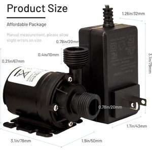 Pompe à eau Daco Min 12V DC 3,43 GPM 19,6 pieds de hauteur de refoulement, moteur sans balais avec adaptateur pour chauffe-eau solaires, pompe à eau solaire 12V DC Ultra - Product Image 2