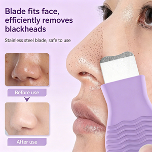 Brosse nettoyante pour le visage en silicone 2-en-1, grattoir en acier inoxydable pour éliminer les points noirs, nettoyeur de pores en profondeur, utilisation domestique, écologique - Product Image 2