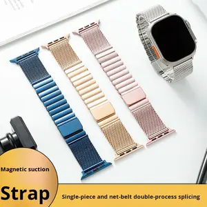 Correa de <span class=keywords><strong>reloj</strong></span> de <span class=keywords><strong>malla</strong></span> milanesa de acero inoxidable con hebilla magnética de metal, de 22 mm - Product Image 5