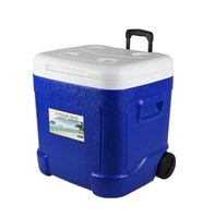 Roues refroidisseur de glace 55L grande capacité chariot glacière pour camping plage coffre à glace longue durée isolé boîte de refroidissement à roues