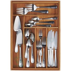 Plateau à couverts extensible en bambou, largeur réglable, organisateur de bureau pour tiroir de cuisine, écologique, multifonctionnel - Product Image 6