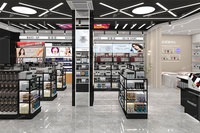 05-KLNS007 Ensemble complet de mobilier de magasin de cosmétiques sur mesure, thème noir, design intérieur K-Beauty pour l'affichage en magasin de détail