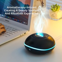 Diffuseur d'arômes d'ambiance domestique 200ML, humidificateur ultrasonique à brume froide, diffuseur d'huiles essentielles avec simulation de flamme