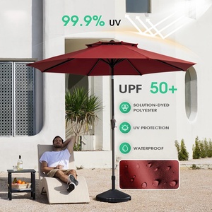 Parasol de jardin et de terrasse extérieur de grande taille 9' pour restaurant, avec base – Fabricant - Product Image 2