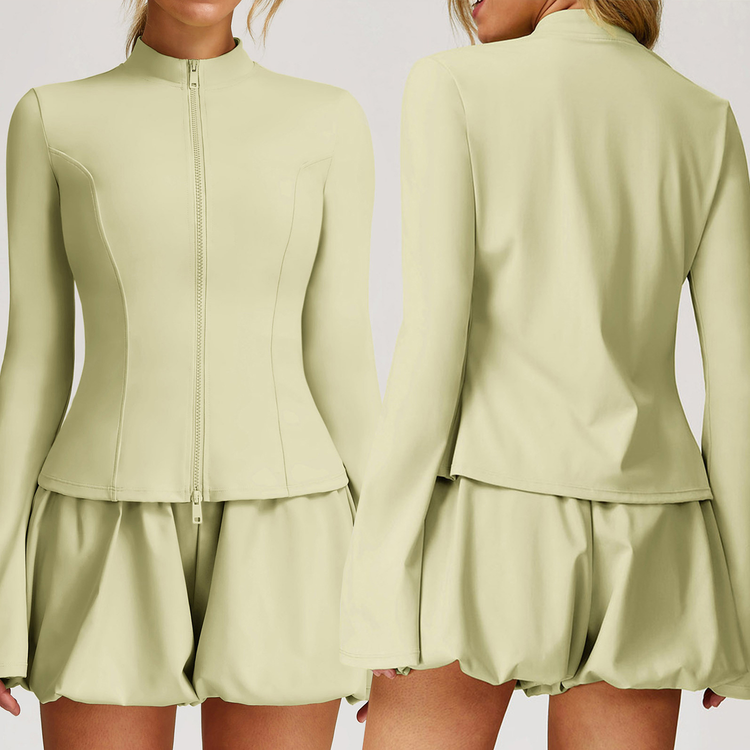 Women's Long-Sleeved Zipper Coat Quick-Drying Breathable Yoga Running Sports Top for Summer Sunscreen Cross-Border Exercise Sets