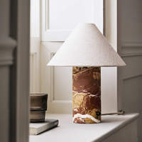 Lampe de table en marbre, style nordique moderne, luxe, pour hôtel, chevet, abat-jour en lin rouge, LED E26, vente en gros d'usine, mini lampe Chez en marbre rouge