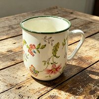 Pichet à eau en émail blanc vintage écologique de 2,4 L et 18 cm pour la maison, avec logo personnalisé, en métal émaillé