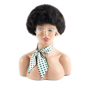 Perruque afro crépue de 8 pouces en gros, perruque en dentelle complète, cheveux afro crépus bouclés en vrac, 100% cheveux humains, couleur naturelle, perruques bouclées douces - Product Image 2