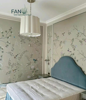 Papier peint Zhenling peint à la main et brodé de fleurs de prunier pour la décoration murale intérieure